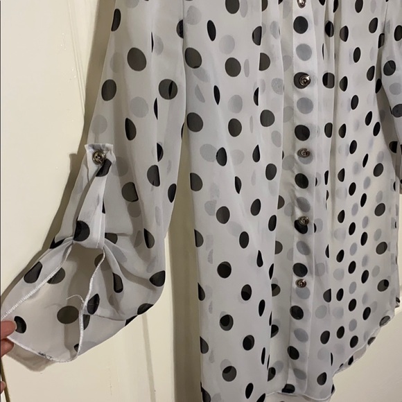 Black and white polka dot sheer blouse - Picture 3 of 5